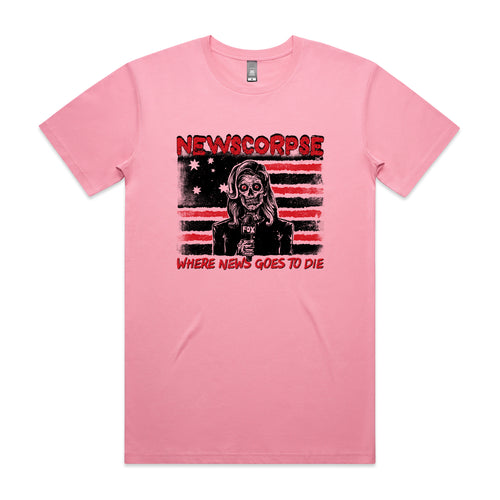 Newscorpse Tee by Lonely Kids Club. All clothing from our T-shirts to our shorts and hoodies are ethically made, and printed packed and shipped from Sydney.