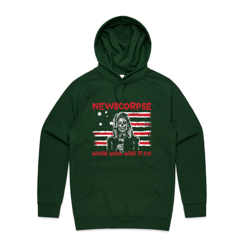 Newscorpse Hoodie by Lonely Kids Club. All clothing from our T-shirts to our shorts and hoodies are ethically made, and printed packed and shipped from Sydney.