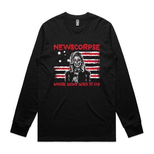 Newscorpse Tee by Lonely Kids Club. All clothing from our T-shirts to our shorts and hoodies are ethically made, and printed packed and shipped from Sydney.