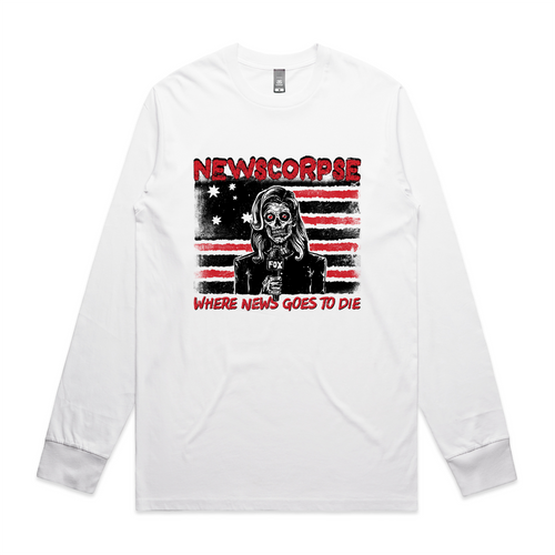 Newscorpse Tee by Lonely Kids Club. All clothing from our T-shirts to our shorts and hoodies are ethically made, and printed packed and shipped from Sydney.