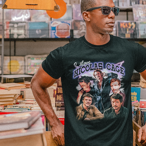 I Love Nicolas Cage Tee by Lonely Kids Club. All clothing from our T-shirts to our shorts and hoodies are ethically made, and printed packed and shipped from Sydney.