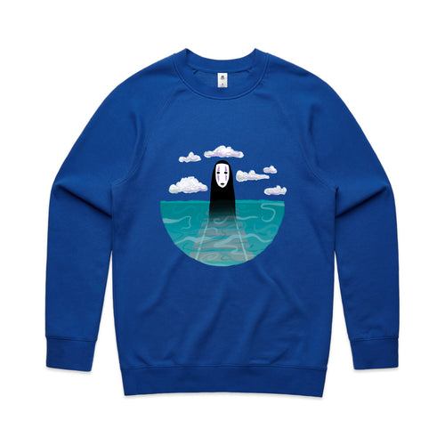 No-Face Tracks Jumper by Lonely Kids Club. All clothing from our T-shirts to our shorts and hoodies are ethically made, and printed packed and shipped from Sydney.