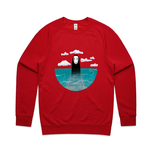 No-Face Tracks Jumper by Lonely Kids Club. All clothing from our T-shirts to our shorts and hoodies are ethically made, and printed packed and shipped from Sydney.