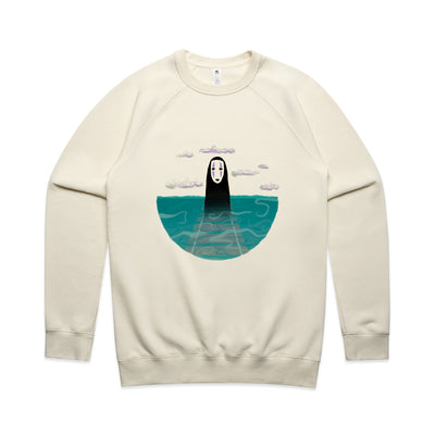 No-Face Tracks Jumper by Lonely Kids Club. All clothing from our T-shirts to our shorts and hoodies are ethically made, and printed packed and shipped from Sydney.