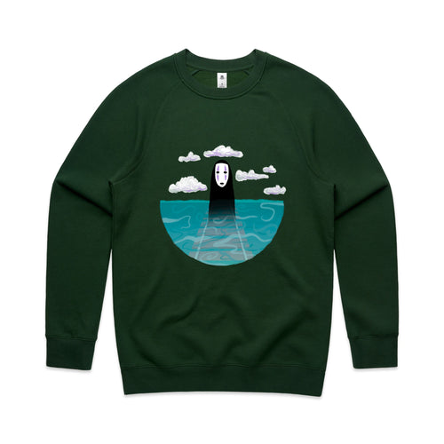 No-Face Tracks Jumper by Lonely Kids Club. All clothing from our T-shirts to our shorts and hoodies are ethically made, and printed packed and shipped from Sydney.