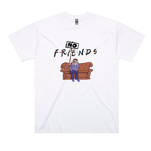No Friends Tee by Lonely Kids Club. All clothing from our T-shirts to our shorts and hoodies are ethically made, and printed packed and shipped from Sydney.