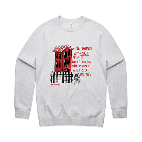 No Homes Jumper by Lonely Kids Club. All clothing from our T-shirts to our shorts and hoodies are ethically made, and printed packed and shipped from Sydney.