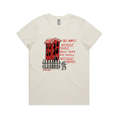 No Homes Tee by Lonely Kids Club. All clothing from our T-shirts to our shorts and hoodies are ethically made, and printed packed and shipped from Sydney.