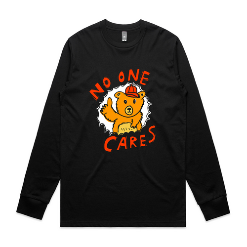 No One Cares Tee by Lonely Kids Club. All clothing from our T-shirts to our shorts and hoodies are ethically made, and printed packed and shipped from Sydney.