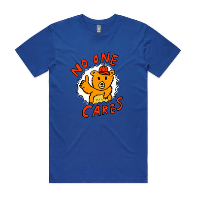 No One Cares Tee by Lonely Kids Club. All clothing from our T-shirts to our shorts and hoodies are ethically made, and printed packed and shipped from Sydney.