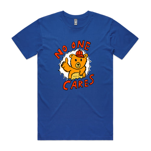 No One Cares Tee by Lonely Kids Club. All clothing from our T-shirts to our shorts and hoodies are ethically made, and printed packed and shipped from Sydney.