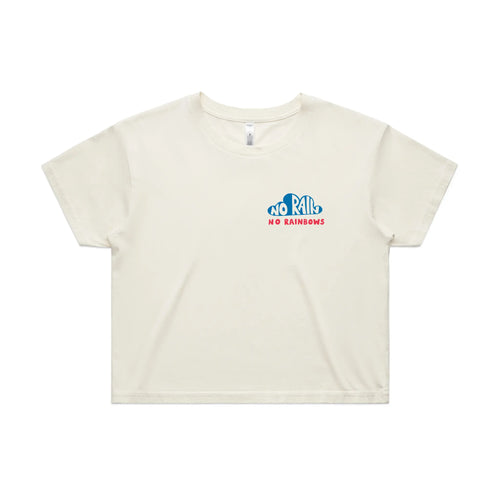 No Rain No Rainbows Tee by Lonely Kids Club. All clothing from our T-shirts to our shorts and hoodies are ethically made, and printed packed and shipped from Sydney.