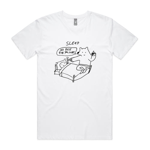 No Rest Tee by Lonely Kids Club. All clothing from our T-shirts to our shorts and hoodies are ethically made, and printed packed and shipped from Sydney.