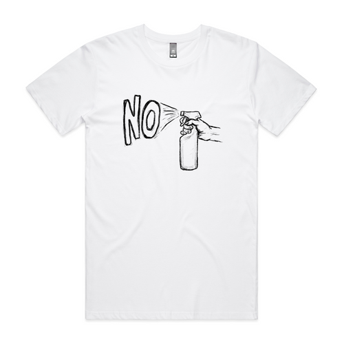 No Spray Tee by Lonely Kids Club. All clothing from our T-shirts to our shorts and hoodies are ethically made, and printed packed and shipped from Sydney.
