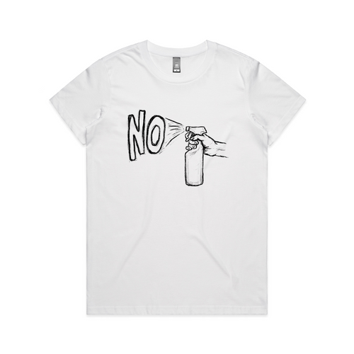 No Spray Tee by Lonely Kids Club. All clothing from our T-shirts to our shorts and hoodies are ethically made, and printed packed and shipped from Sydney.