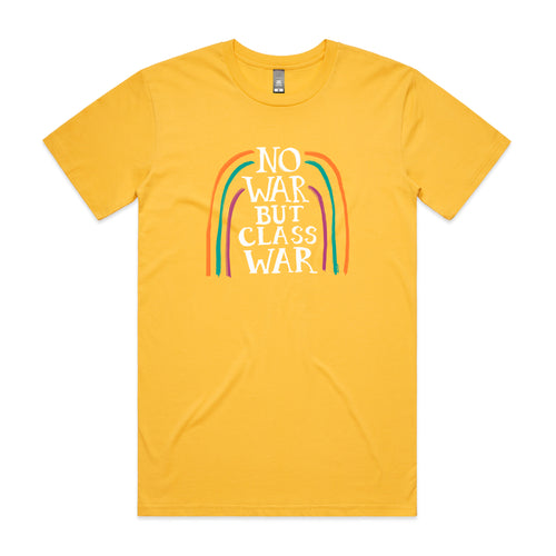 No War But Class War Tee by Lonely Kids Club. All clothing from our T-shirts to our shorts and hoodies are ethically made, and printed packed and shipped from Sydney.