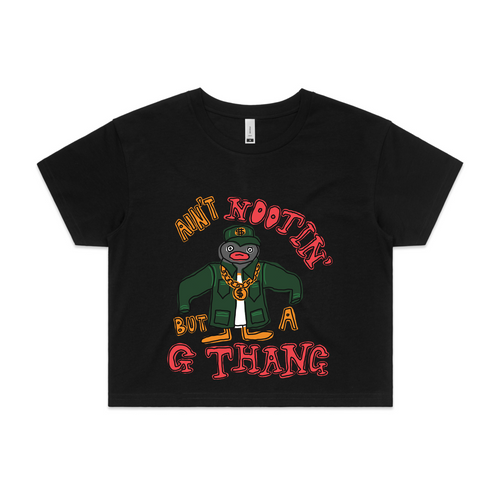 Ain't Nootin' But A G Thang Tee by Lonely Kids Club. All clothing from our T-shirts to our shorts and hoodies are ethically made, and printed packed and shipped from Sydney.