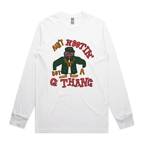 Ain't Nootin' But A G Thang Tee by Lonely Kids Club. All clothing from our T-shirts to our shorts and hoodies are ethically made, and printed packed and shipped from Sydney.