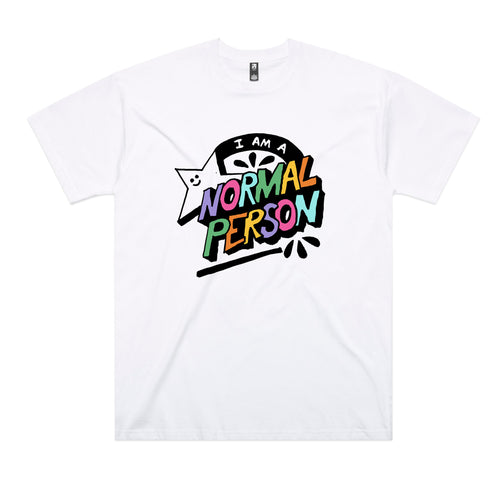 Normal Person Tee by Lonely Kids Club. All clothing from our T-shirts to our shorts and hoodies are ethically made, and printed packed and shipped from Sydney.