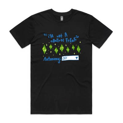 Not A Control Freak Tee by Lonely Kids Club. All clothing from our T-shirts to our shorts and hoodies are ethically made, and printed packed and shipped from Sydney.