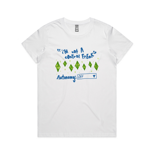 Not A Control Freak Tee by Lonely Kids Club. All clothing from our T-shirts to our shorts and hoodies are ethically made, and printed packed and shipped from Sydney.