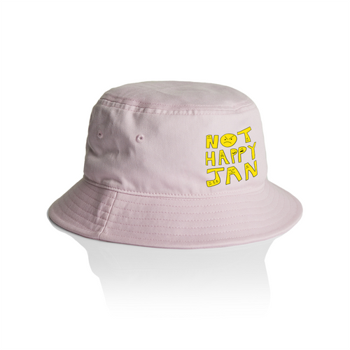 Not Happy Jan Bucket Hat by Lonely Kids Club. All clothing from our T-shirts to our shorts and hoodies are ethically made, and printed packed and shipped from Sydney.
