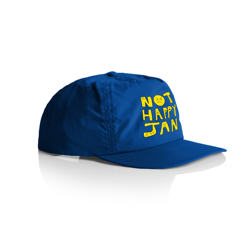 Not Happy Jan Cap by Lonely Kids Club. All clothing from our T-shirts to our shorts and hoodies are ethically made, and printed packed and shipped from Sydney.