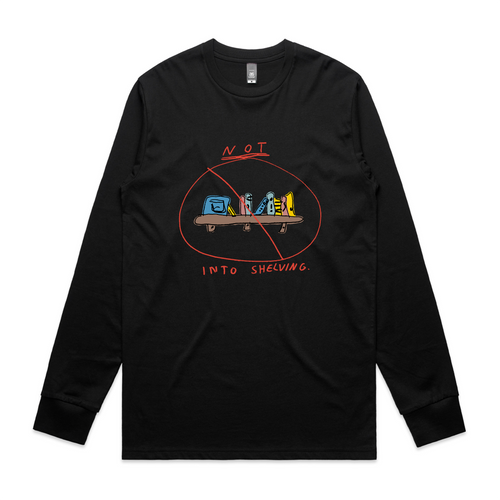 Not Into Shelving Tee by Lonely Kids Club. All clothing from our T-shirts to our shorts and hoodies are ethically made, and printed packed and shipped from Sydney.