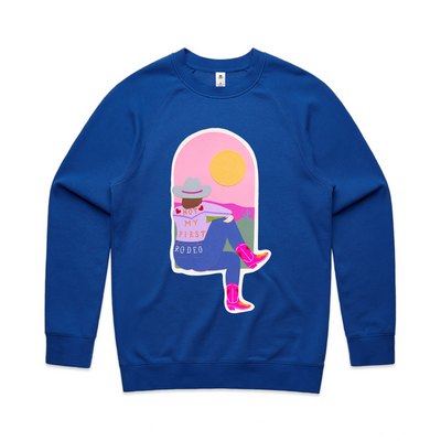 Not My First Rodeo Jumper by Lonely Kids Club. All clothing from our T-shirts to our shorts and hoodies are ethically made, and printed packed and shipped from Sydney.