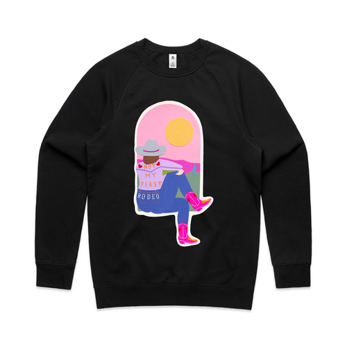 Not My First Rodeo Jumper by Lonely Kids Club. All clothing from our T-shirts to our shorts and hoodies are ethically made, and printed packed and shipped from Sydney.