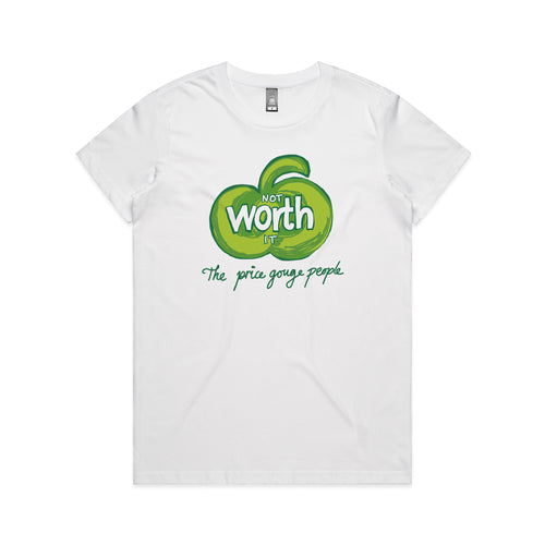 Not Worth It Tee by Lonely Kids Club. All clothing from our T-shirts to our shorts and hoodies are ethically made, and printed packed and shipped from Sydney.