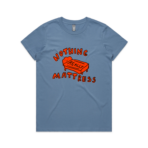 Nothing Really Mattress Tee by Lonely Kids Club. All clothing from our T-shirts to our shorts and hoodies are ethically made, and printed packed and shipped from Sydney.