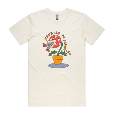 Nourish To Flourish Tee by Lonely Kids Club. All clothing from our T-shirts to our shorts and hoodies are ethically made, and printed packed and shipped from Sydney.