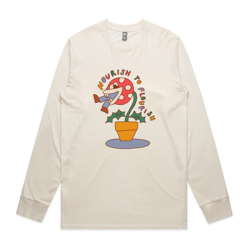 Nourish To Flourish Tee by Lonely Kids Club. All clothing from our T-shirts to our shorts and hoodies are ethically made, and printed packed and shipped from Sydney.