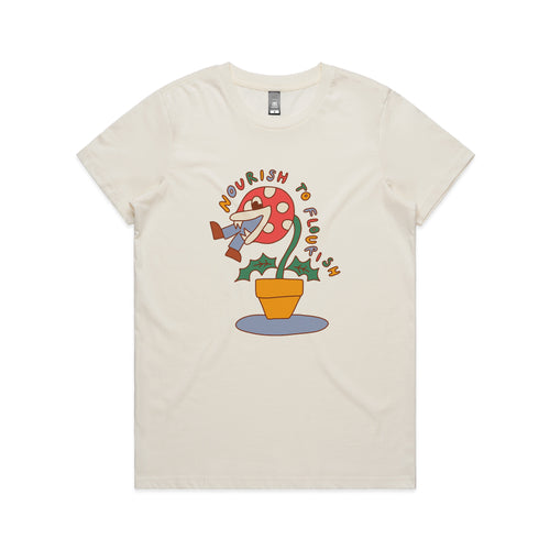 Nourish To Flourish Tee by Lonely Kids Club. All clothing from our T-shirts to our shorts and hoodies are ethically made, and printed packed and shipped from Sydney.