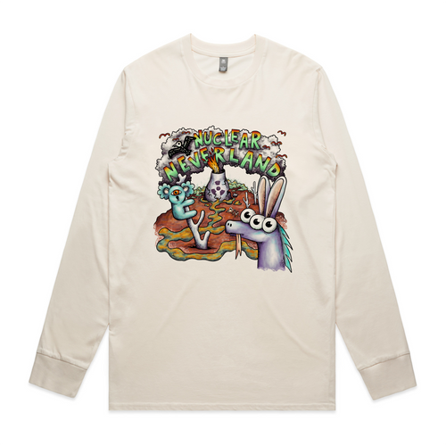 Nuclear Neverland Tee by Lonely Kids Club. All clothing from our T-shirts to our shorts and hoodies are ethically made, and printed packed and shipped from Sydney.