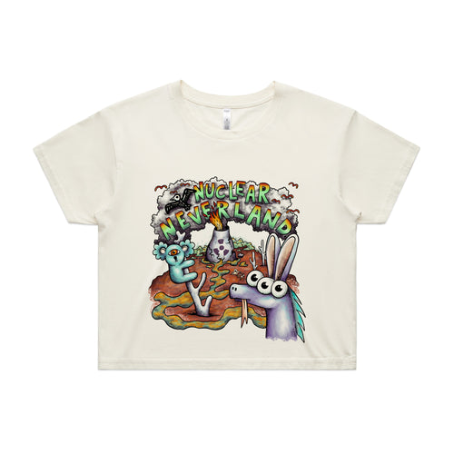 Nuclear Neverland Tee by Lonely Kids Club. All clothing from our T-shirts to our shorts and hoodies are ethically made, and printed packed and shipped from Sydney.