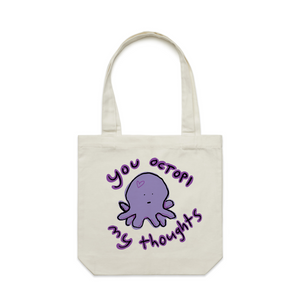 Octopi My Thoughts Tote by Lonely Kids Club. All clothing from our T-shirts to our shorts and hoodies are ethically made, and printed packed and shipped from Sydney.
