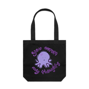 Octopi My Thoughts Tote by Lonely Kids Club. All clothing from our T-shirts to our shorts and hoodies are ethically made, and printed packed and shipped from Sydney.