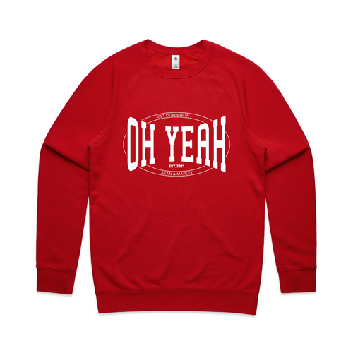 Oh Yeah Jumper by Lonely Kids Club. All clothing from our T-shirts to our shorts and hoodies are ethically made, and printed packed and shipped from Sydney.