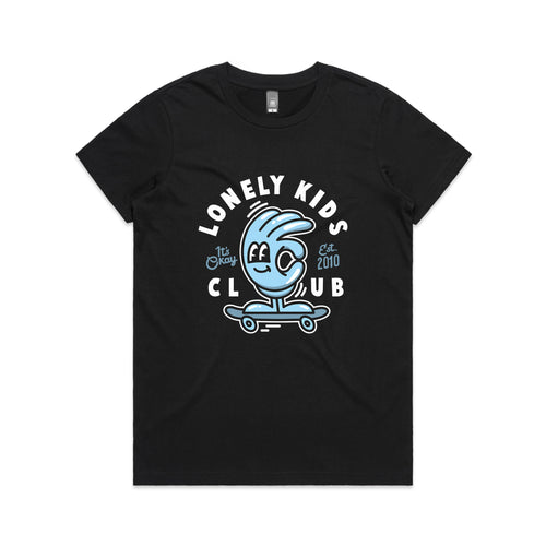 Okay Skate Tee by Lonely Kids Club. All clothing from our T-shirts to our shorts and hoodies are ethically made, and printed packed and shipped from Sydney.