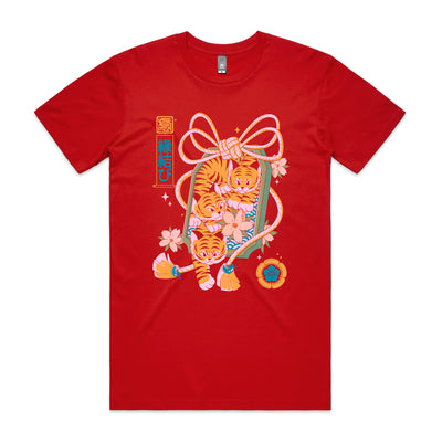 Omamuri Tigers Tee by Lonely Kids Club. All clothing from our T-shirts to our shorts and hoodies are ethically made, and printed packed and shipped from Sydney.