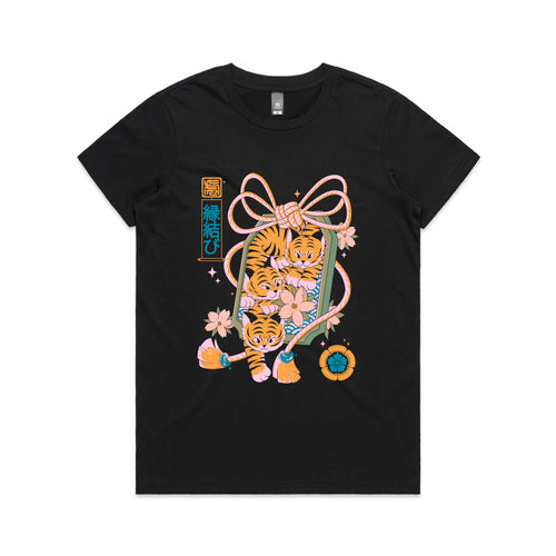 Omamuri Tigers Tee by Lonely Kids Club. All clothing from our T-shirts to our shorts and hoodies are ethically made, and printed packed and shipped from Sydney.