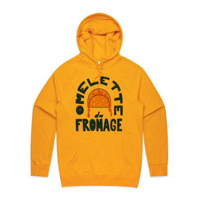Omelette Du Fromage Hoodie by Lonely Kids Club. All clothing from our T-shirts to our shorts and hoodies are ethically made, and printed packed and shipped from Sydney.