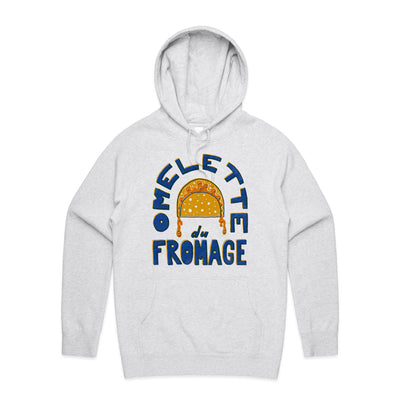 Omelette Du Fromage Hoodie by Lonely Kids Club. All clothing from our T-shirts to our shorts and hoodies are ethically made, and printed packed and shipped from Sydney.