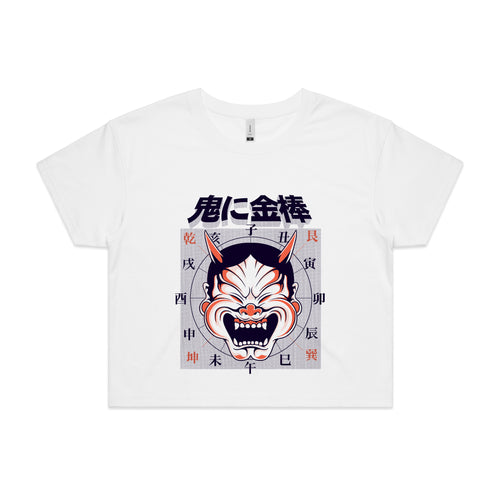 Oni Mask Tee by Lonely Kids Club. All clothing from our T-shirts to our shorts and hoodies are ethically made, and printed packed and shipped from Sydney.