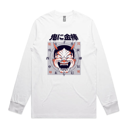 Oni Mask Tee by Lonely Kids Club. All clothing from our T-shirts to our shorts and hoodies are ethically made, and printed packed and shipped from Sydney.