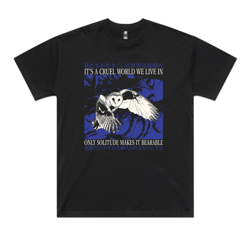 Only Solitude Tee by Lonely Kids Club. All clothing from our T-shirts to our shorts and hoodies are ethically made, and printed packed and shipped from Sydney.
