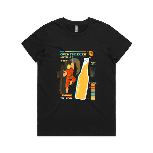 Open The Beer Tee by Lonely Kids Club. All clothing from our T-shirts to our shorts and hoodies are ethically made, and printed packed and shipped from Sydney.