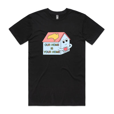 Our Home Tee by Lonely Kids Club. All clothing from our T-shirts to our shorts and hoodies are ethically made, and printed packed and shipped from Sydney.